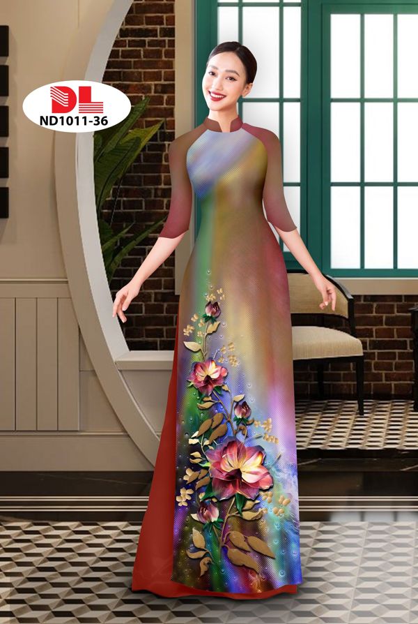 Vải Áo Dài Hoa In 3D AD ND1011 8